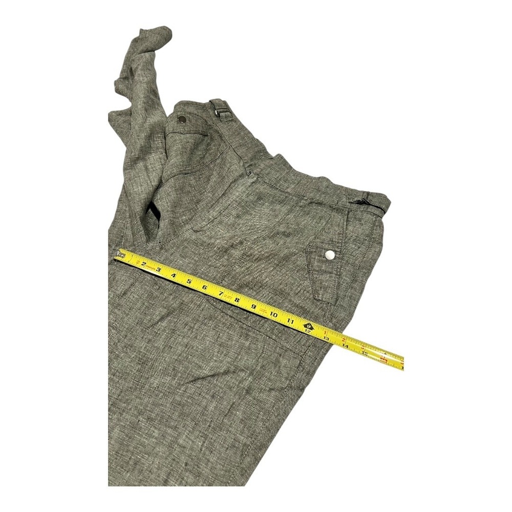 Athleta Voyager Linen Pants Women's 16 Olive Green Cropped Adjustable Waist - Picture 9 of 16